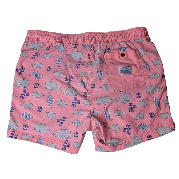 Party Pants Shorts Mens XL Pink Moby Whale Don't Be A Dick Swim Trunks Summer - Picture 7 of 15